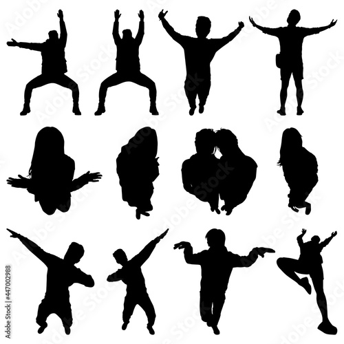 Vector Collection Set of Silly Pose People Silhouettes
