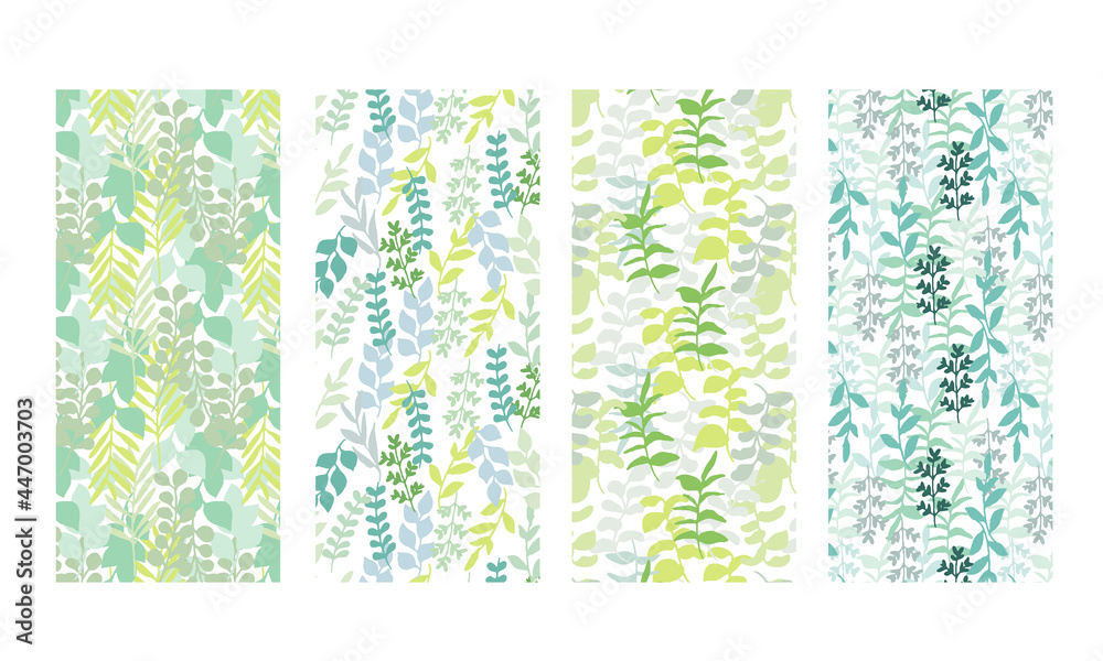 手書きの草木イラスト シンプルな草木の背景セット ベクターパターンセット Stock Vector Adobe Stock