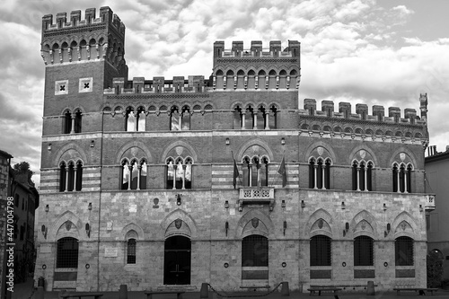 Towers of a renaissance brick castle in the city of Grosseto