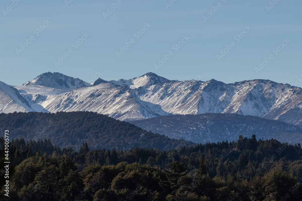 Mountain Landscape and woods with clear blue sky