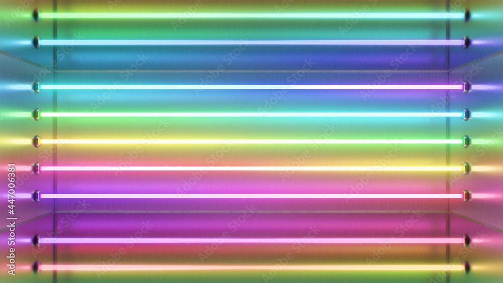 Fluorescent Rainbow Neon Light Tubes Glowing Spectrum 3D Laser Beams - Abstract Background Texture Fluorescent Rainbow Neon Light Tubes Glowing Spectrum 3D Laser Beams - Abstract Background Texture