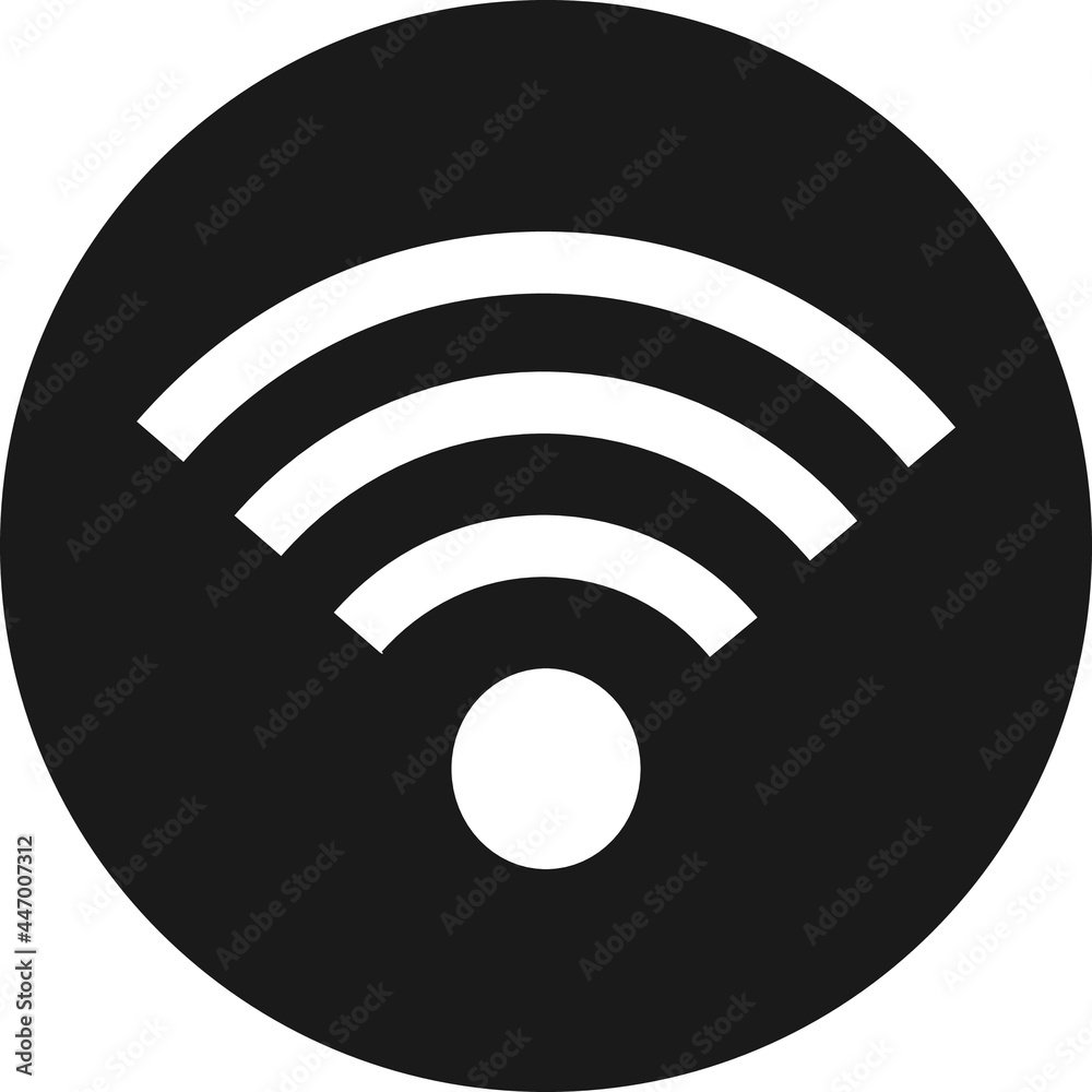 Wifi icon on dark grey circle background Wifi icon on dark grey circle background