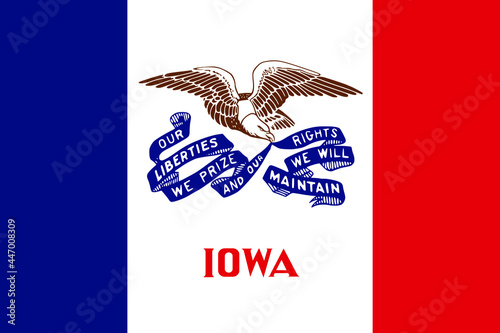 Official current vector flag of the Federal State of Iowa, USA