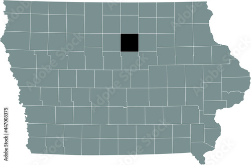 Black highlighted location map of the Franklin County inside gray map of the Federal State of Iowa, USA