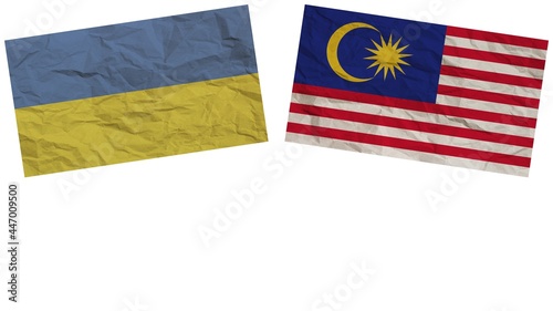 Malaysia and Ukraine Flags Together Paper Texture Effect Illustration