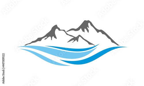 Mountain and sea wave vector logo