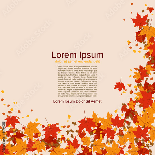 Autumn style vector background with colorful leaves 