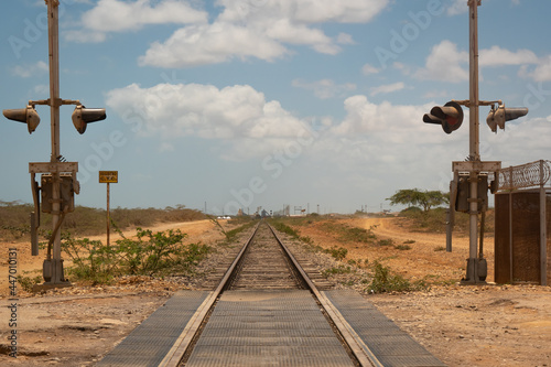 Empty Rail of the Coal Loading Train of the Largest Open Pit Mine on the Planet in the El Cerrejón, La Guajira, Colombia