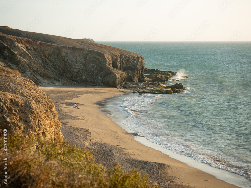 View of the Waves of the Sea coming Strongly Towards the Shore with a Lot of Foam in Punta Gallinas, Uribia, La Guajira, Colombia