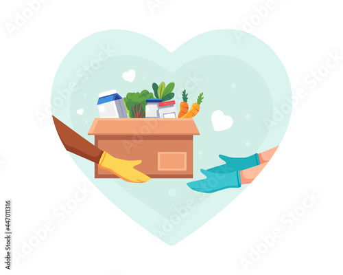 Food and groceries donation illustration