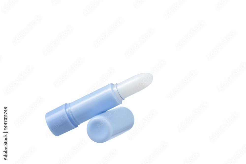 Lipstick isolated on a white background. White lipstick for children. Lipstick for kids. Lipstick isolated on a white background. White lipstick for children. Lipstick for kids.
