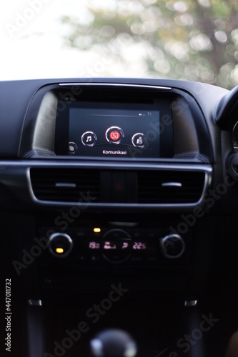 car dashboard with wheel in motion