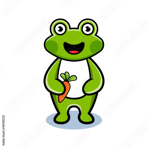 cartoon animal cute farmer frog holding a carrot