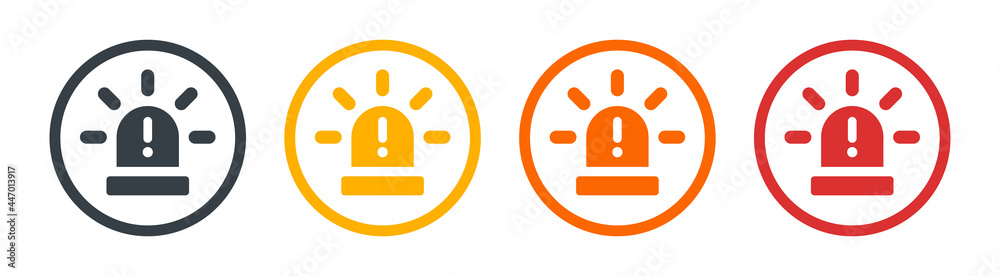 Flasher siren icon. Police and ambulance light symbol on circle design. Alert vector sign concept. - obrazy, fototapety, plakaty 