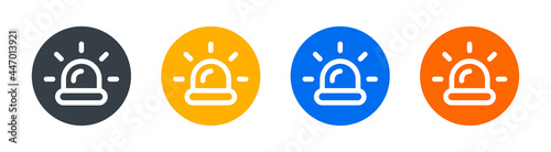 Siren light symbol, emergency alert icon vector.