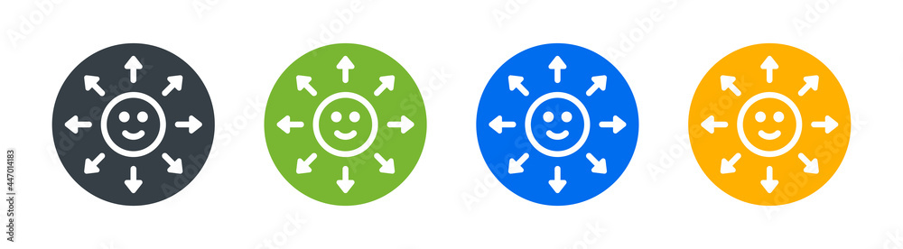 Happy face emoji icon on circle sign. Positive mood and happiness concept Happy face emoji icon on circle sign. Positive mood and happiness concept