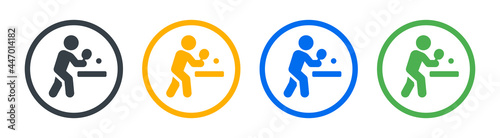 Ping pong or table tennis player vector icon.