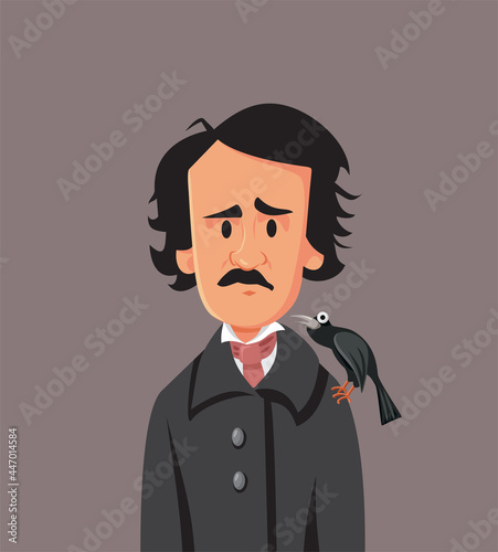 Edgar Allan Poe Vector Caricature Illustration