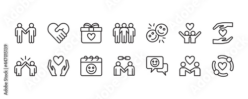 Friendship icon set. Vector graphic illustration. photo