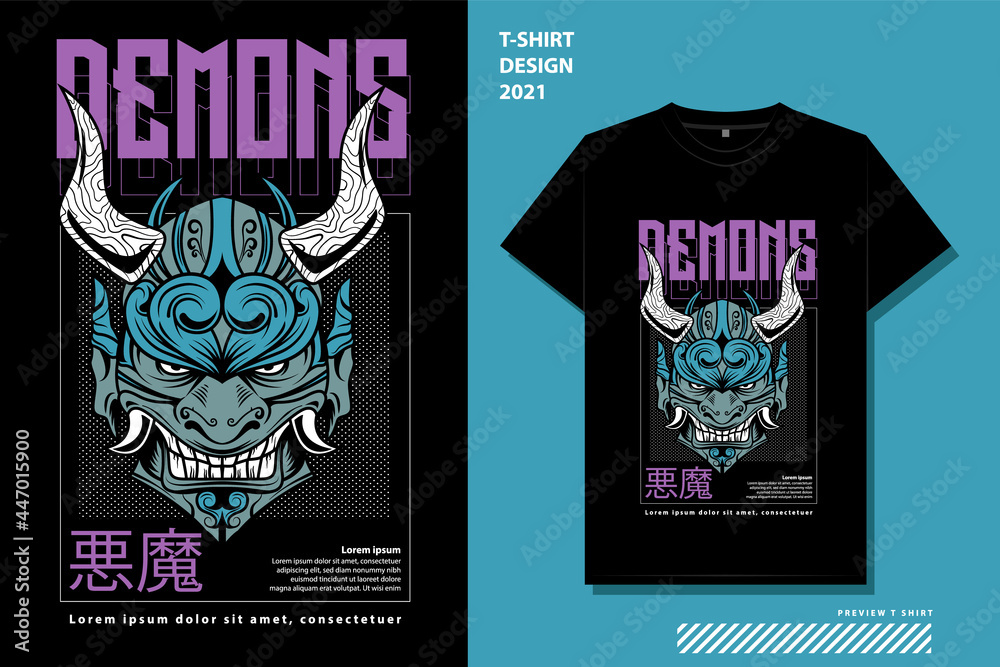 demons street wear t-shirt design template