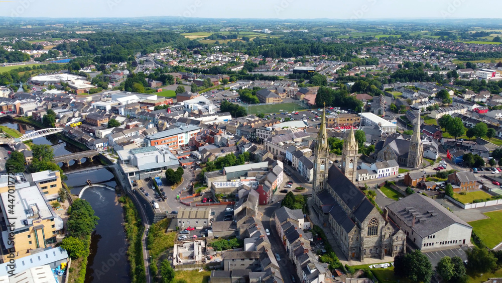  Aerial photo of Omagh Town Centre County Tyrone Northern Ireland