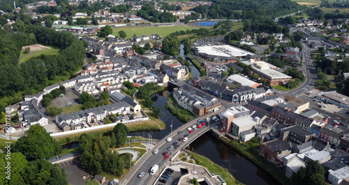  Aerial photo of Traffic over Bridge Strule river Drumragh Ave County Tyrone Northern Ireland