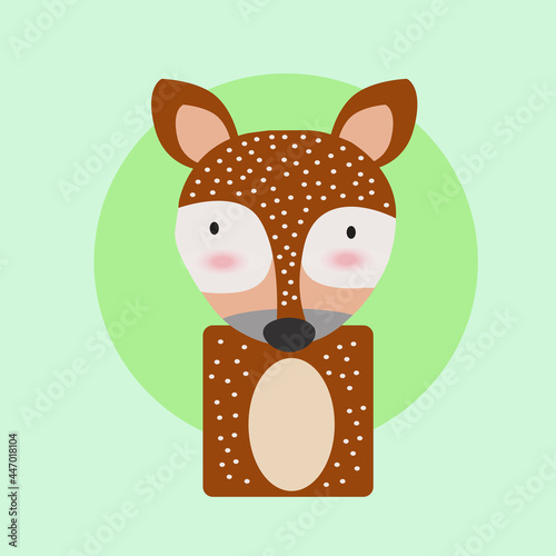 Vector illustration of a cartoon deer. Cute and kawaii deer