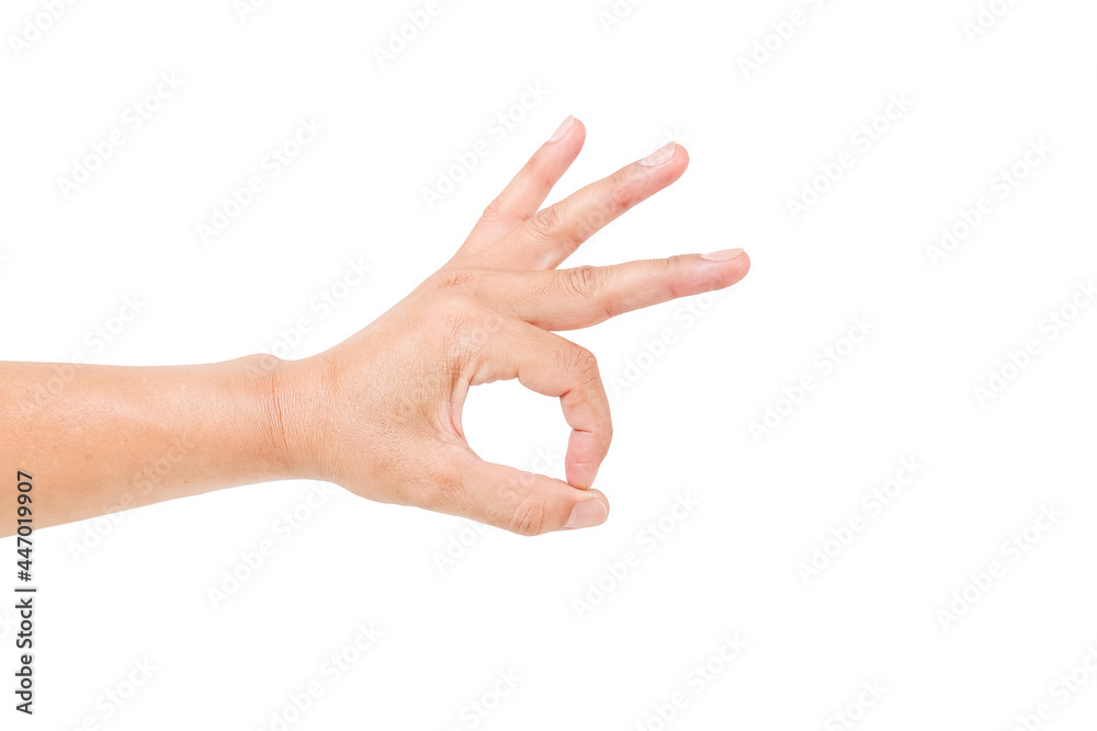 Man hand showing sign ok (okay) isolated on white background ,clipping path included use for graphic design Man hand showing sign ok (okay) isolated on white background ,clipping path included use for graphic design