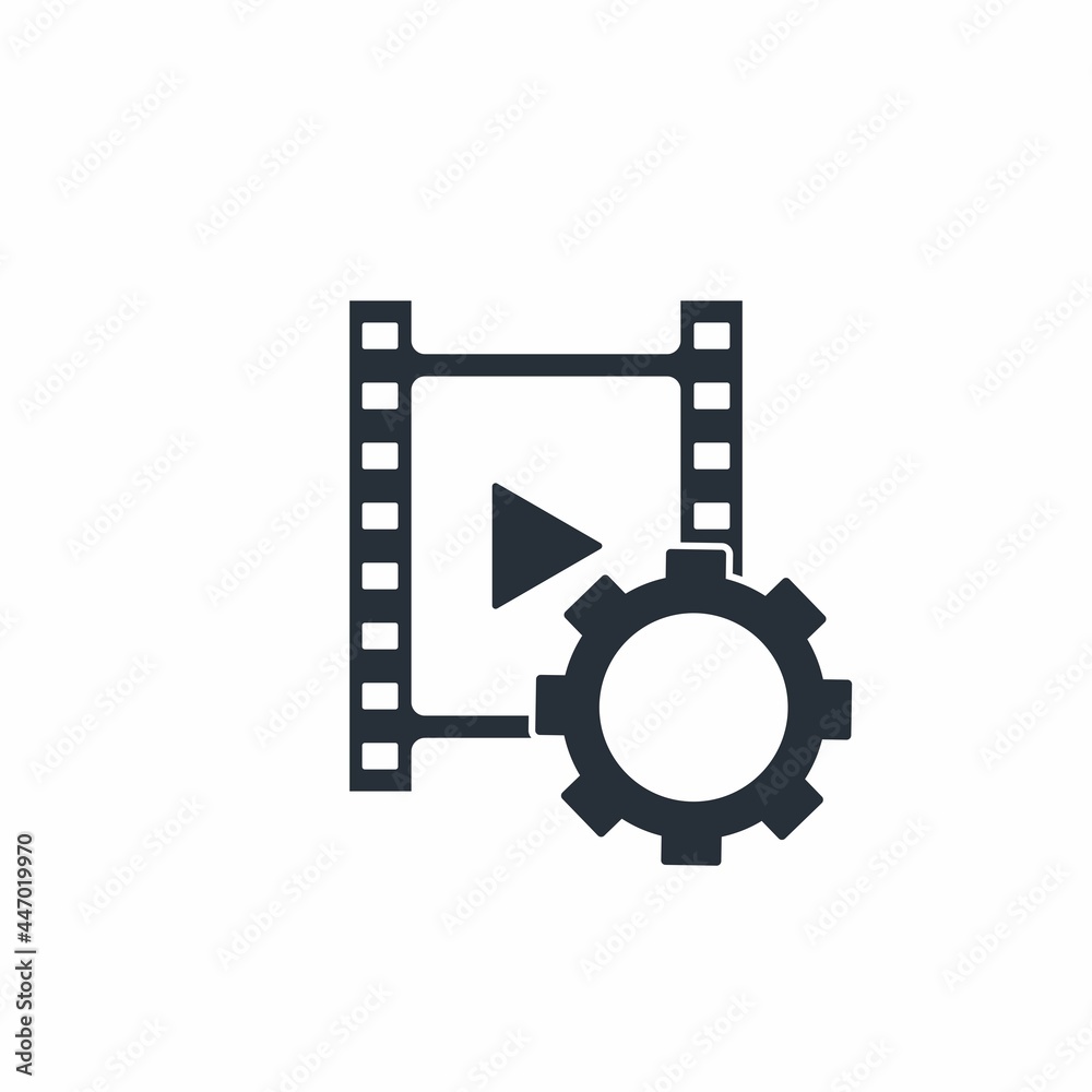 Video editing, production. Making a video project. Vector icon isolated on white background. Video editing, production. Making a video project. Vector icon isolated on white background.