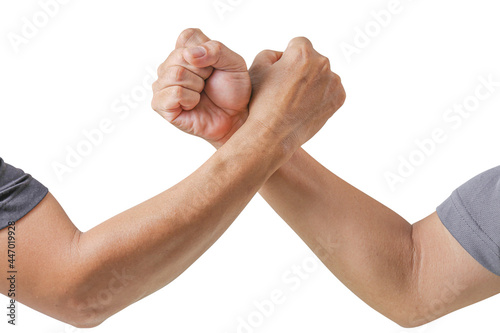 Bild auf Leinwand Human arm wrestling isolated on white background ,clipping path included use for