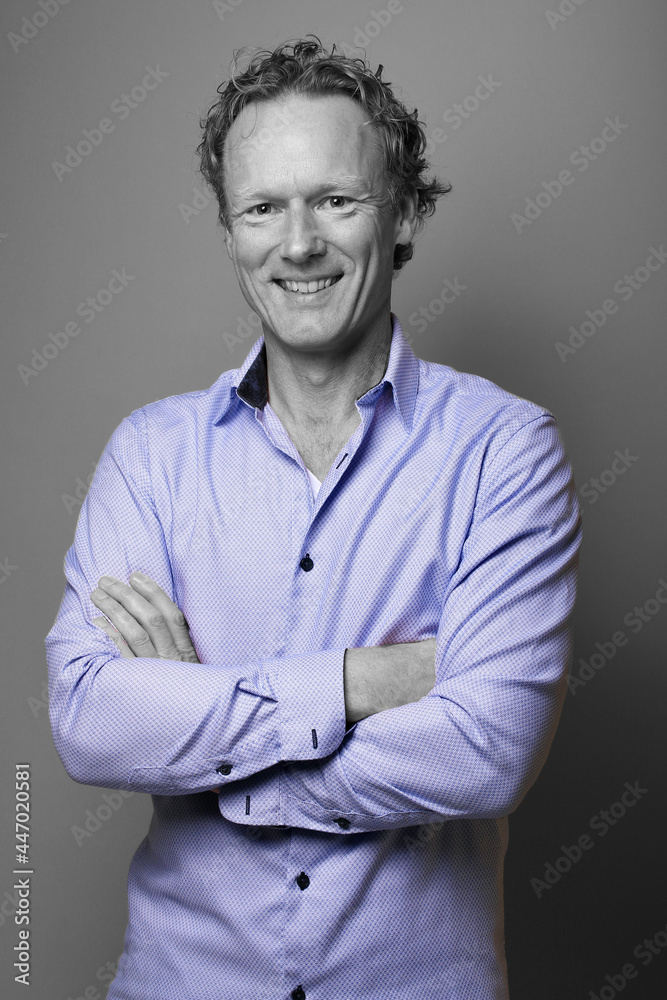 Man black and white with one object in color Man black and white with one object in color