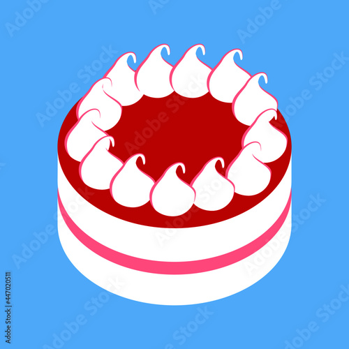 cake with strawberry cream food vector illustration
