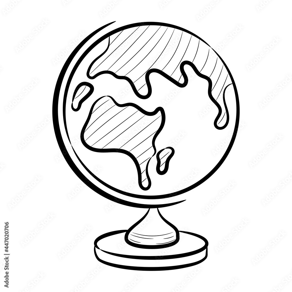 Doodle globe world vector illustration, with hand drawn sketching design