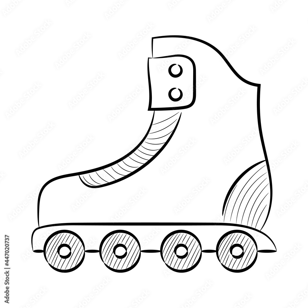 Roller skates vector illustration, with hand drawn sketching design Roller skates vector illustration, with hand drawn sketching design