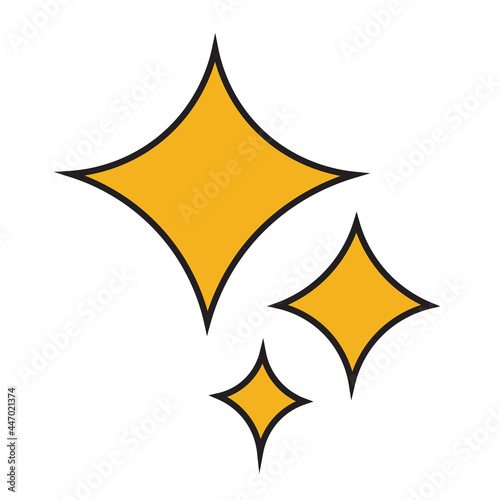 Hand Drawn Blinking Sparkly Shiny Sign - Amazing vector illustration of a golden shiny symbol suitable for ornament, design assets ,children book, animation, pattern and illustration in general