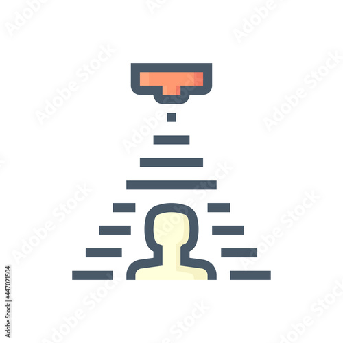 Motion detector or human sensor (PIR) vector icon. Device for detect movement, motion of body by infrared at driveway, outdoor or room and control security alarm, light for smart home. 48x48 pixel.