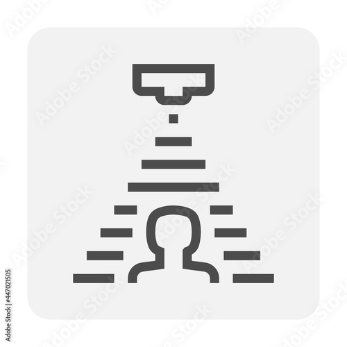 Motion detector or human sensor (PIR) vector icon. Device for detect movement, motion of body by infrared at driveway, outdoor or room and control security alarm, light for smart home. 48x48 pixel.