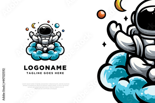cute astronaut illustration logo design