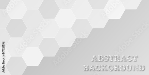  Abstract white Background with hexagons ,light and shadow