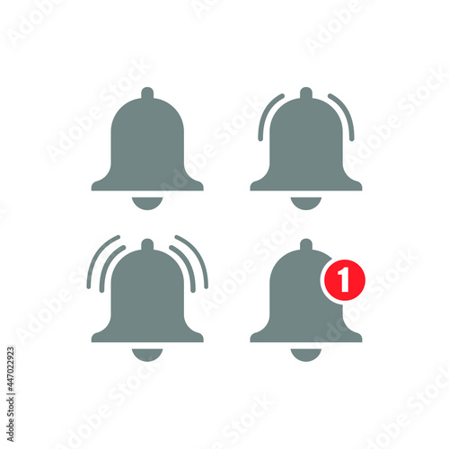 Message bell icon. Doorbell icons for apps like youtube, alert ringing or subscriber alarm symbol, channel messaging reminders bells. Vector illustration isolated. EPS 10