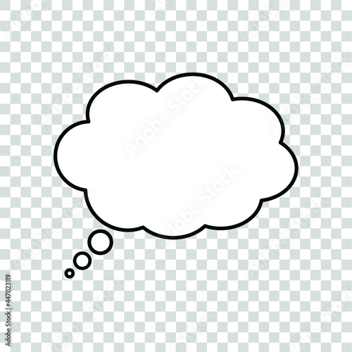 Think bubble isolated. Trendy think bubble in flat style. Modern template for social network and label. Creative thought balloon. Cloud line art, vector illustration isolated. EPS 10