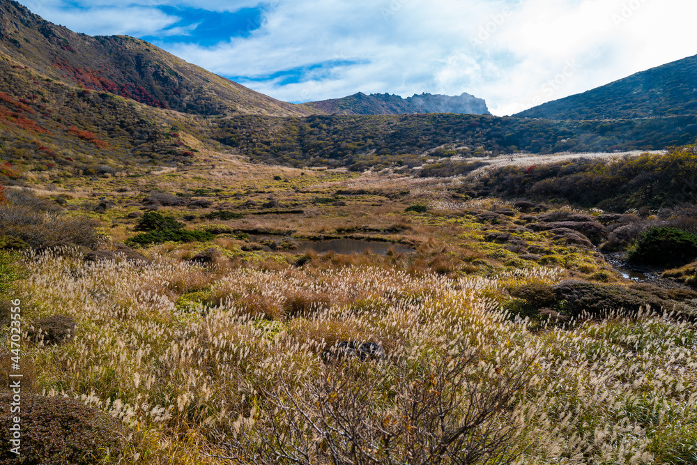 大分県の紅葉のくじゅう連山の風景 Mt.Kujyu range scenery of autumn leaves in Oita Prefecture 大分県の紅葉のくじゅう連山の風景 Mt.Kujyu range scenery of autumn leaves in Oita Prefecture