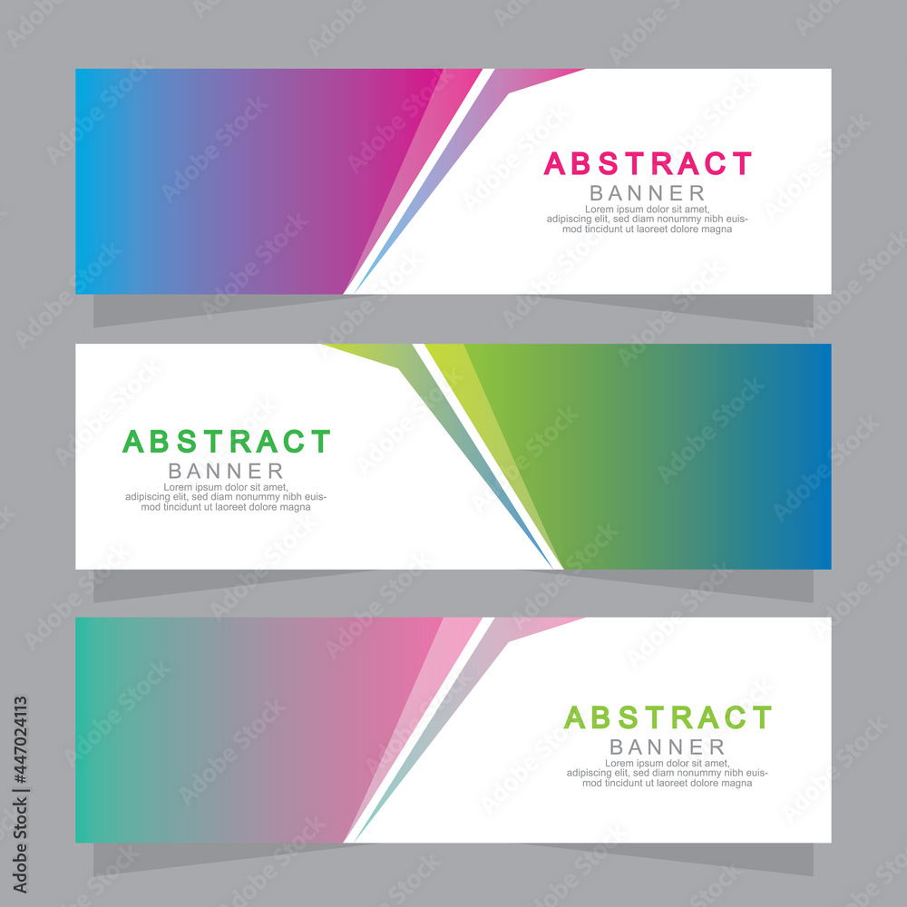 Fototapeta premium Vector abstract design web banner template. Web Design Elements - Header Design. Abstract geometric web banner template on grey background.Modern banner.