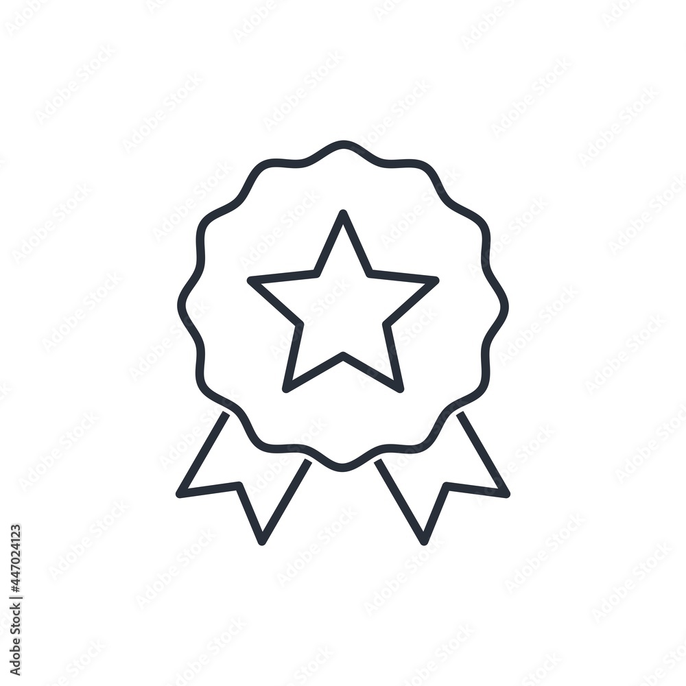 Premium seal with ribbon. Vector linear icon isolated on white background. Premium seal with ribbon. Vector linear icon isolated on white background.
