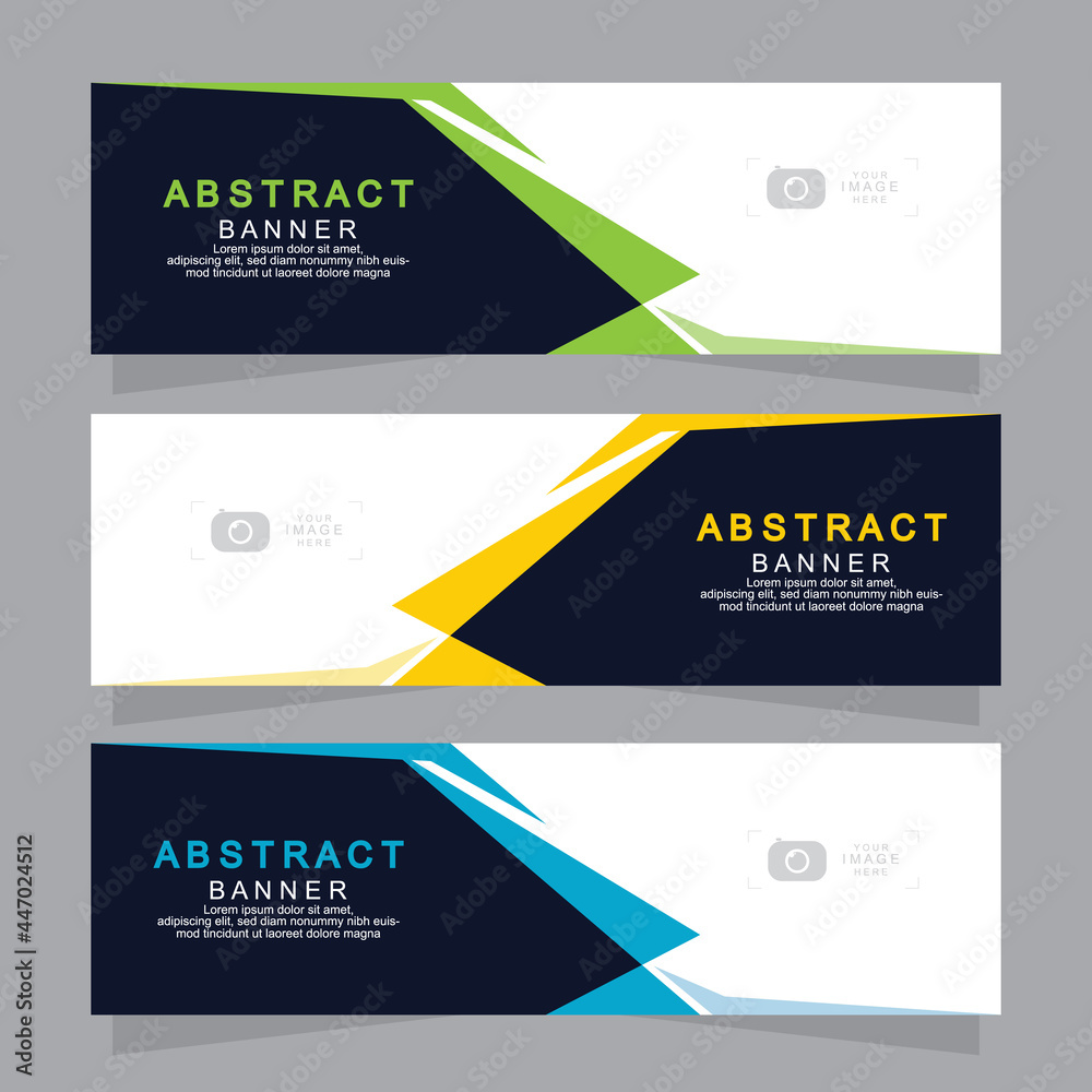 Fototapeta premium Vector abstract design web banner template. Web Design Elements - Header Design. Abstract geometric web banner template on grey background.Modern banner.