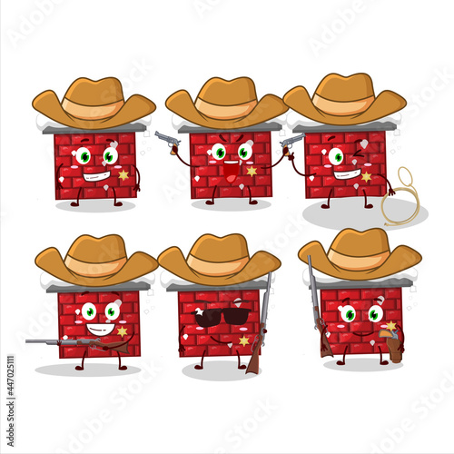 Cool cowboy chimney cartoon character with a cute hat