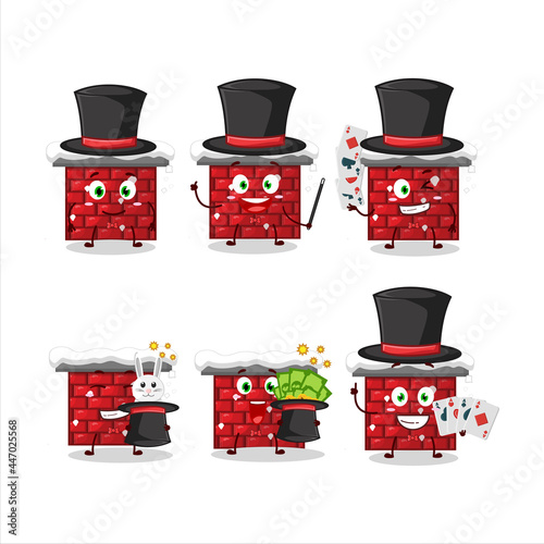 A chimney Magician cartoon character perform on a stage