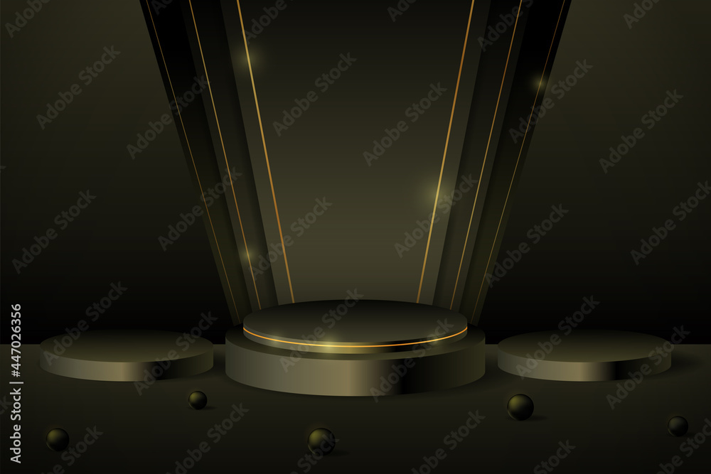 3D black podium product display for black friday banner campaign
