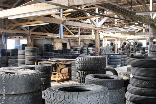 tires in old mill filtered light industrial