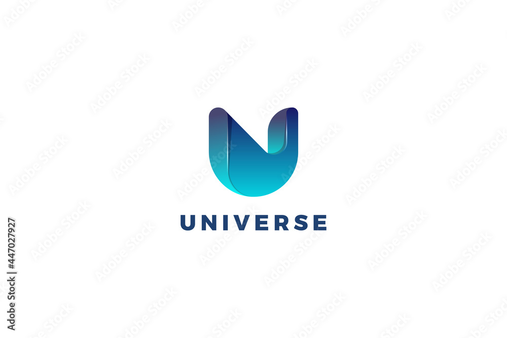 Letter u blue color 3d creative modern business logo Letter u blue color 3d creative modern business logo